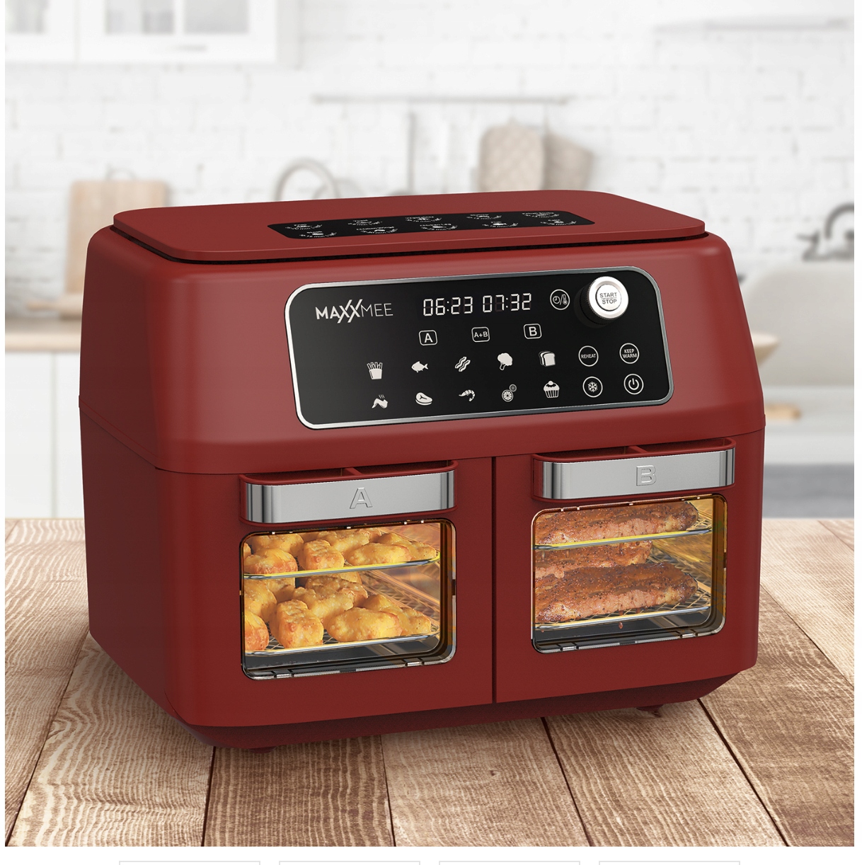 Frytownica powietrzna Maxxmee ze szklanymi drzwiami podwójna komora 11l