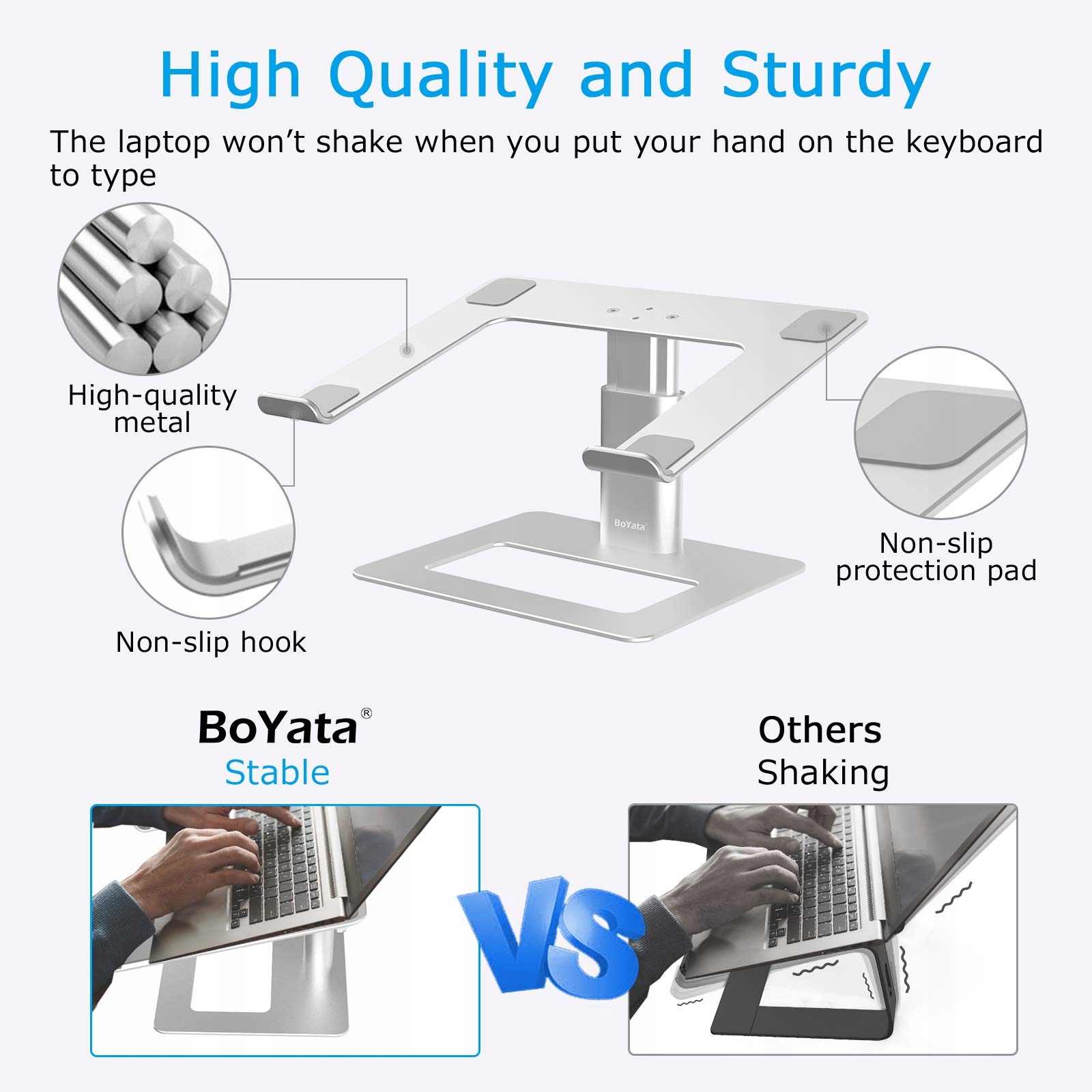BOYATA REGULOWANY STOJAK NA LAPTOPA ALUMINIOWY DO 10-17 CALOWYCH NOTEBOOKÓW — miniatura 3