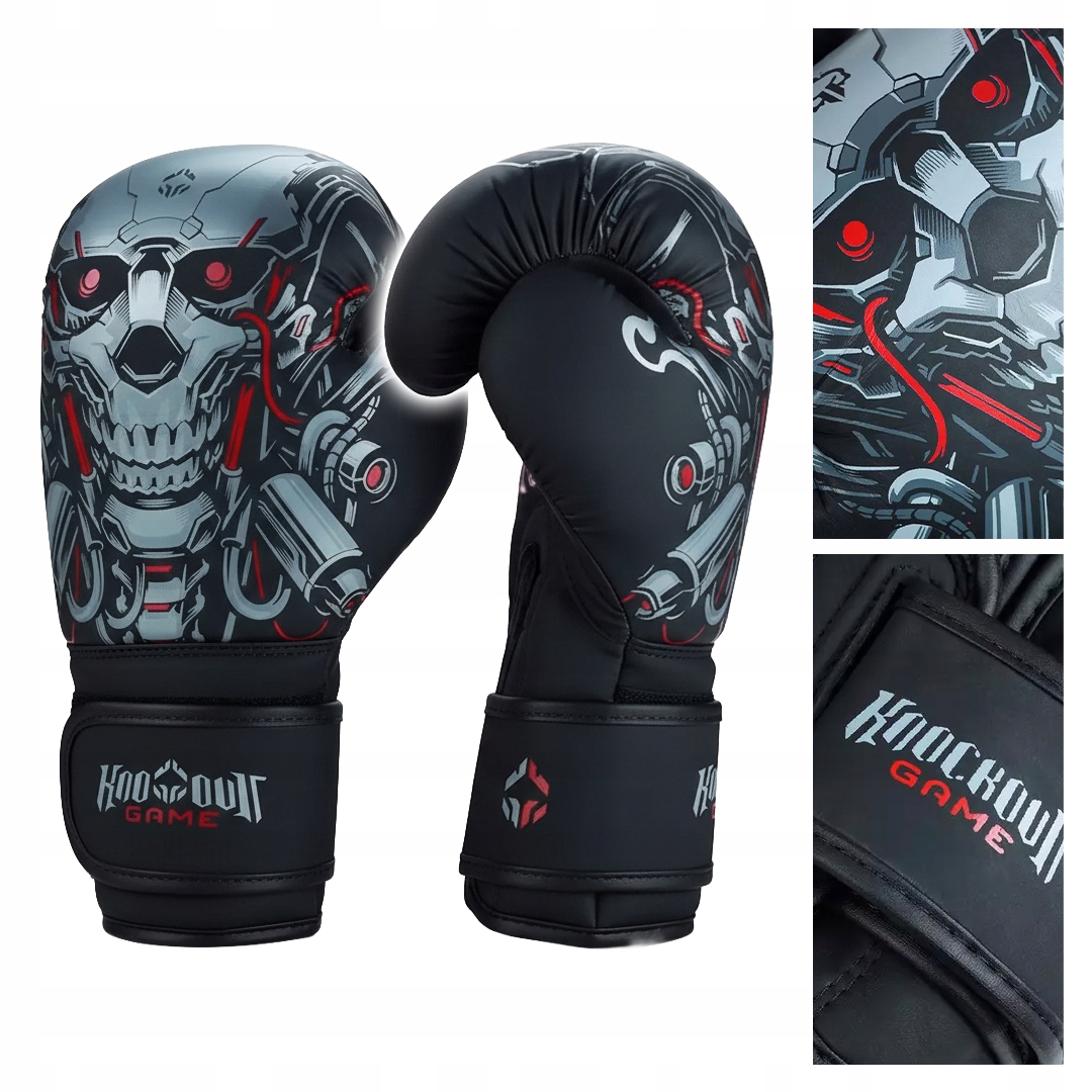 Kožené boxerské rukavice trénink Ground Game "android" Lebka 14 oz