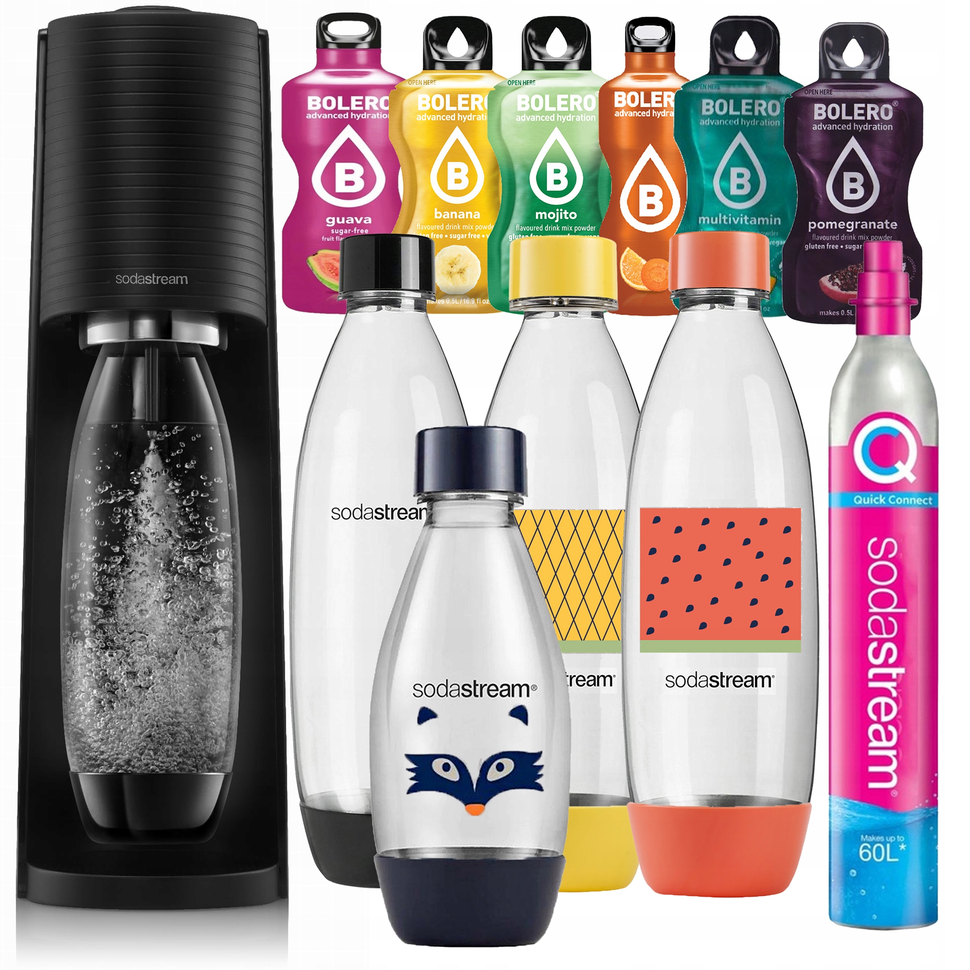 Sodastream Terra Saturátor Bombička Co2 Flaše Fuse x4 vrecúška Bolero pome