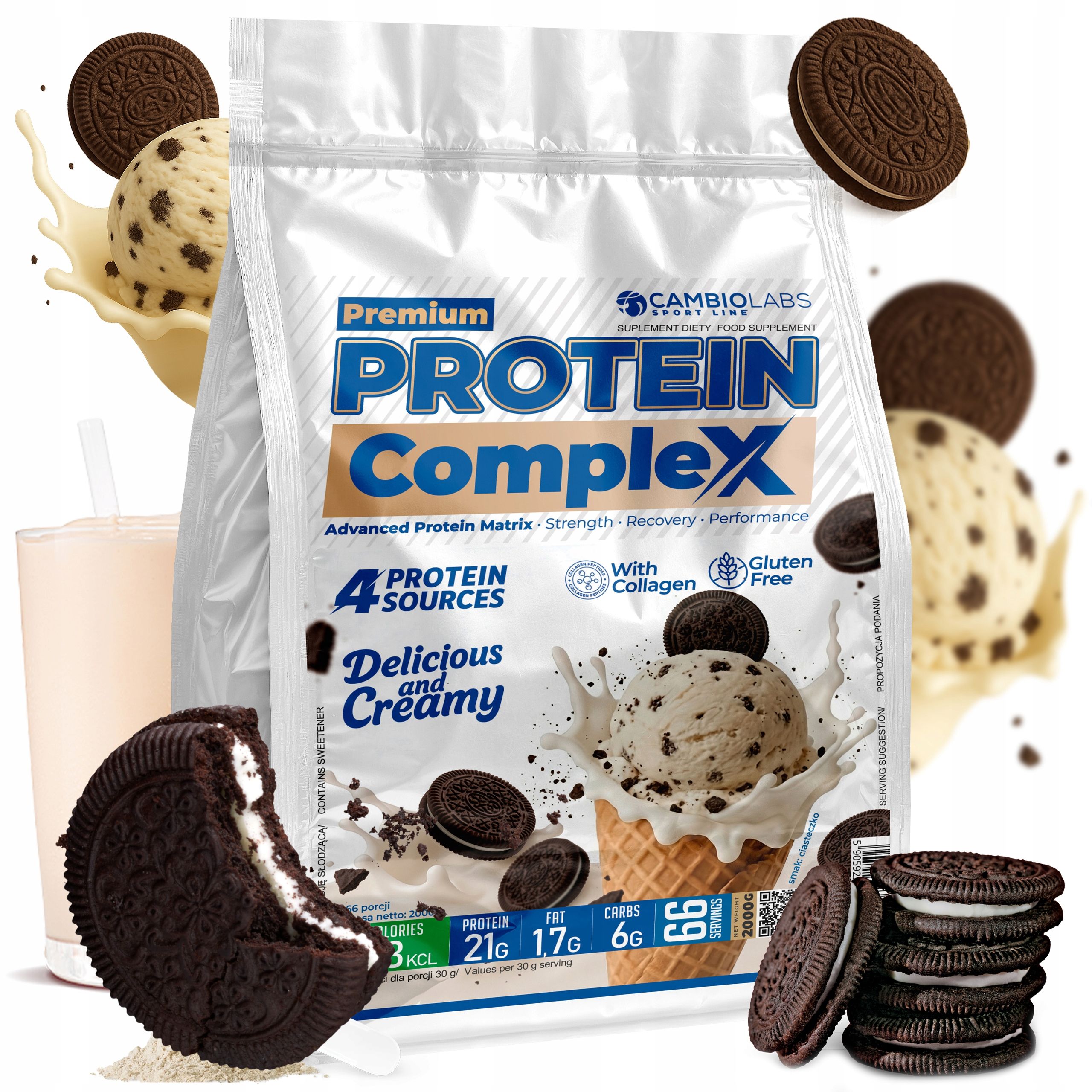 Protein s kolagenem Albumin Mix bílkovin Sušenkový protein 2 kg