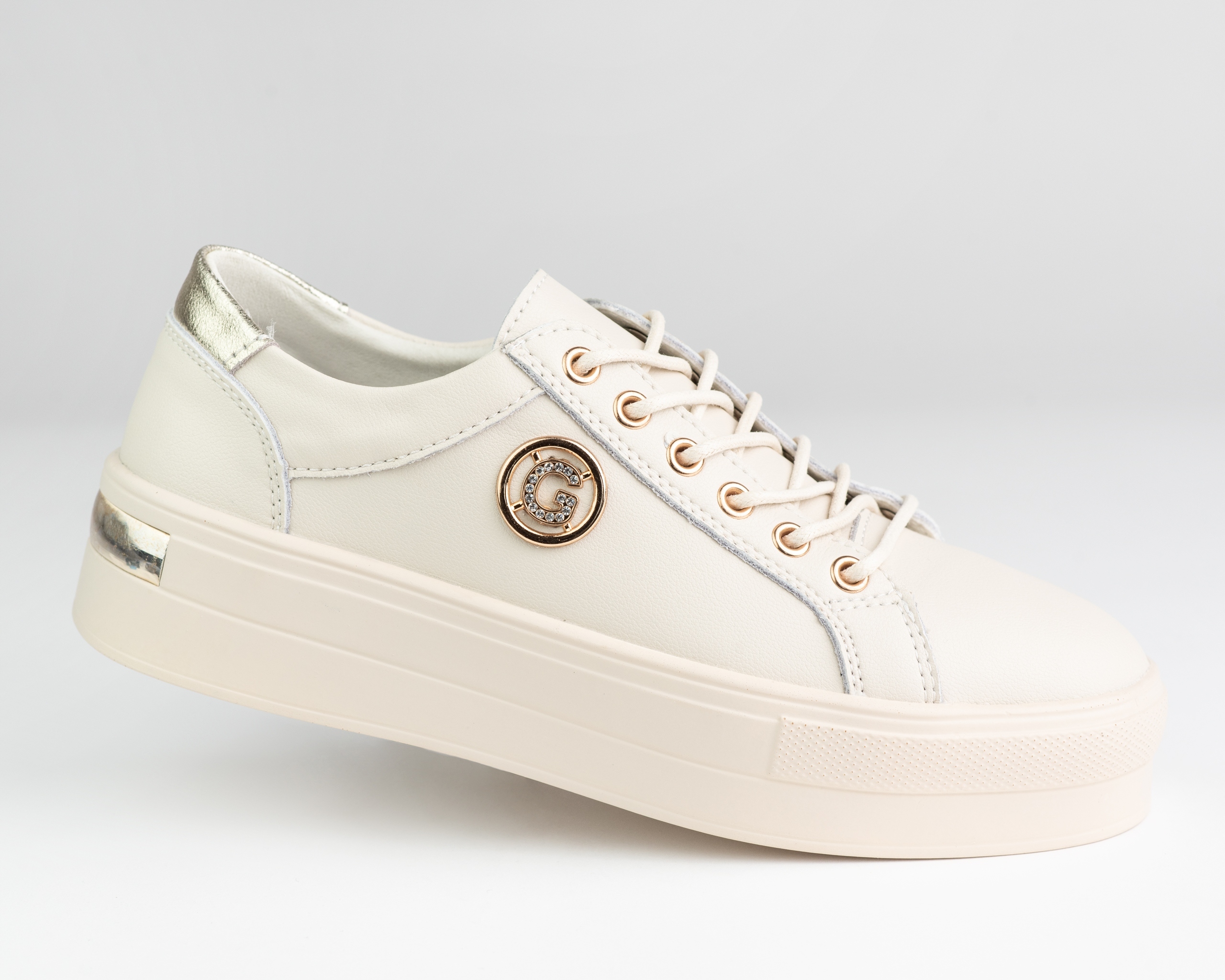 Tenisky přírodní kůže Goodin GD-XF-138 vyšší podrážka Béžová 38