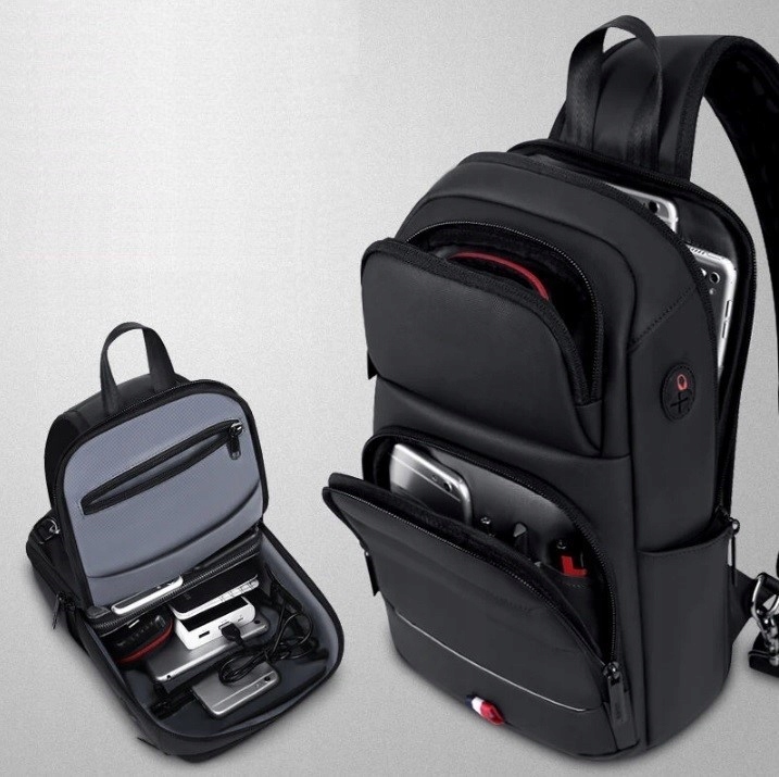 PLECAK MIEJSKI NA JEDNO RAMIĘ NERKA USB WATERPROOF Materiał dominujący poliester