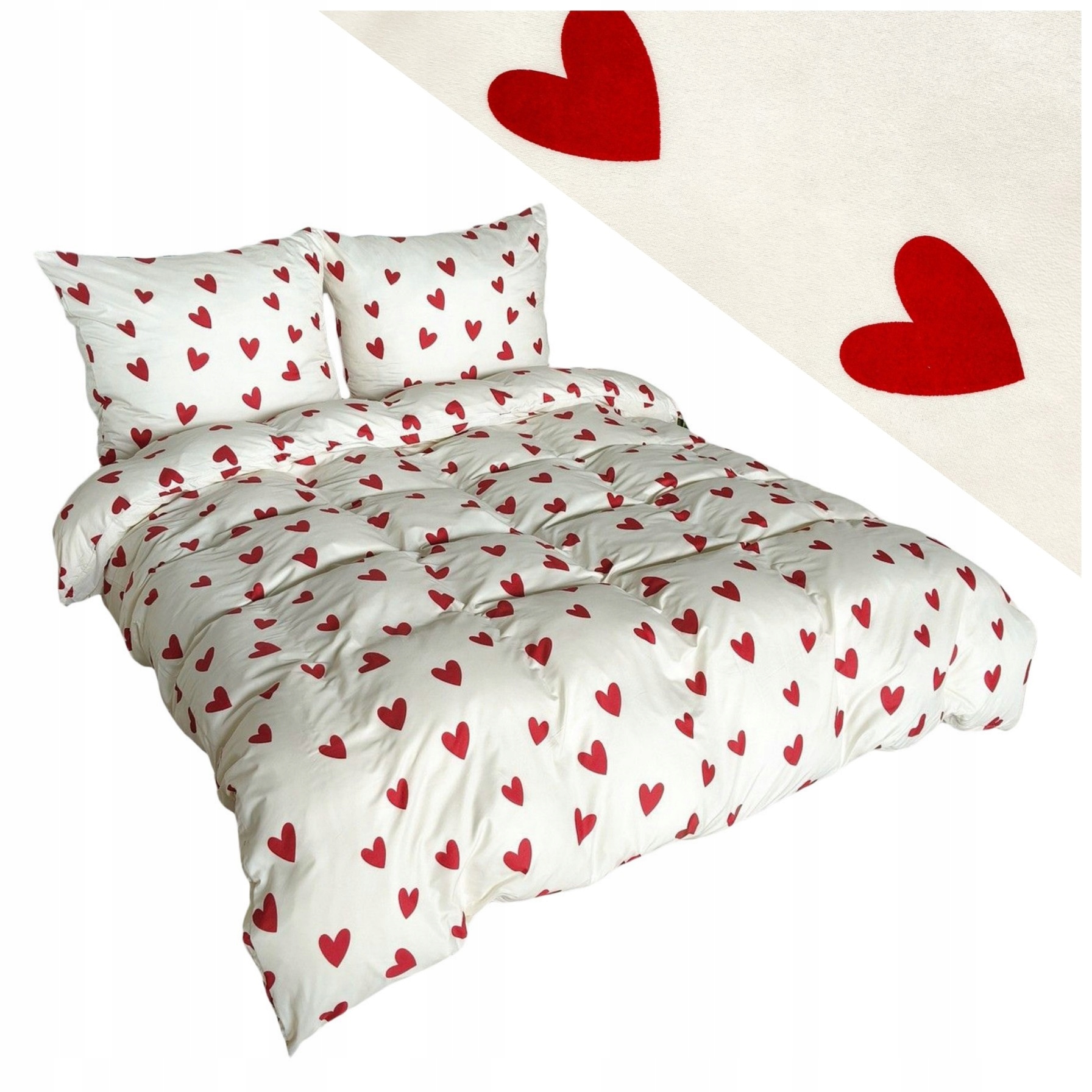 Povlečení 220x200 2 povlečení 70x80 hladké Eusebia Home zip ve tvaru srdce