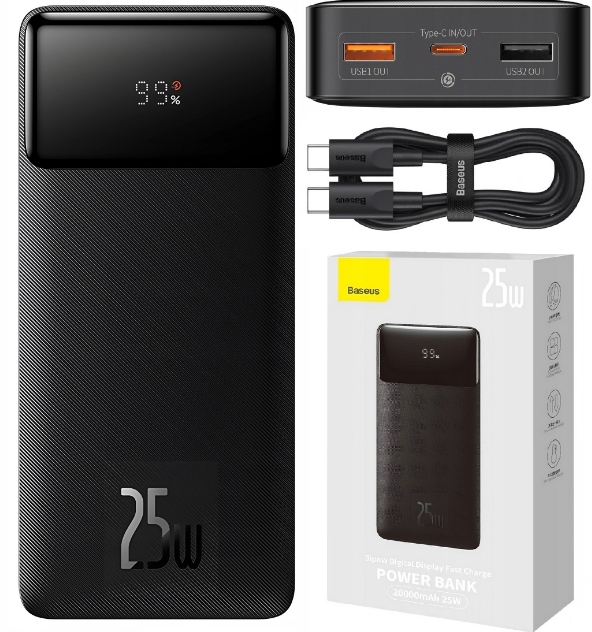 

Baseus Power Bank 20000MAH 25W 3xUSB Usb-c Qc Pd