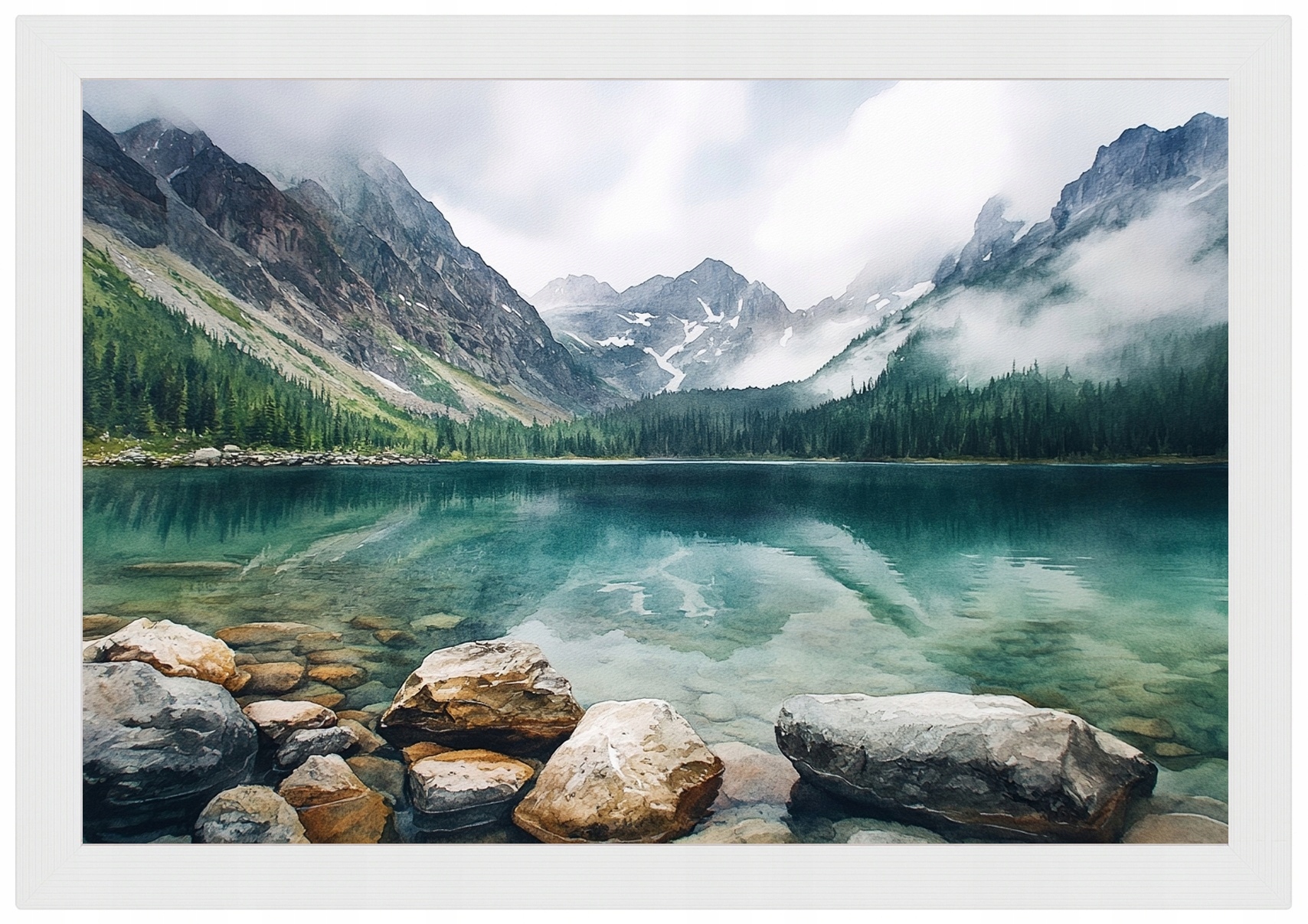 Rámeček Rám Plakát Jezero Tyrkysová Voda Tatry Mlha 60x40