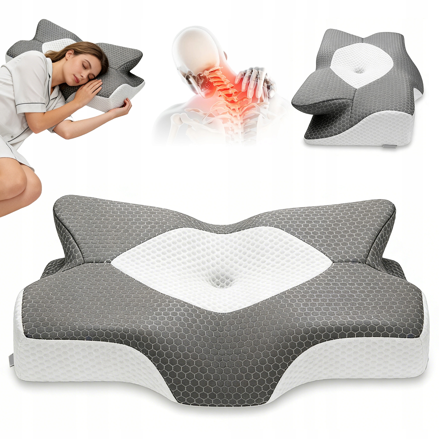 Poduszka Ortopedyczna Memory Foam Do Spania Na Ból Karku Szyi Kregosłupa