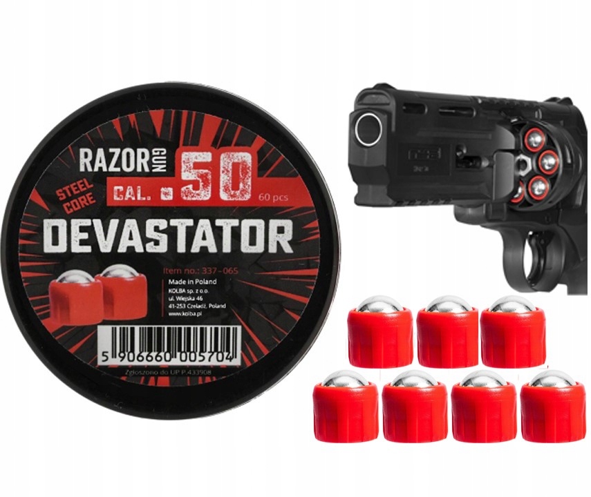 RazorGun Kule Metalowe Stalowe Devastator kal. .50 60 szt. do Umarex HDR50