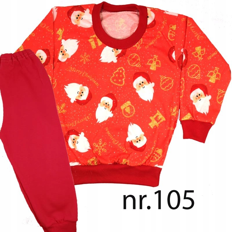 Piżamki Długi Rękaw 100% bawełna POLSKIE + wzory świąteczne 80 cm Materiał dominujący bawełna