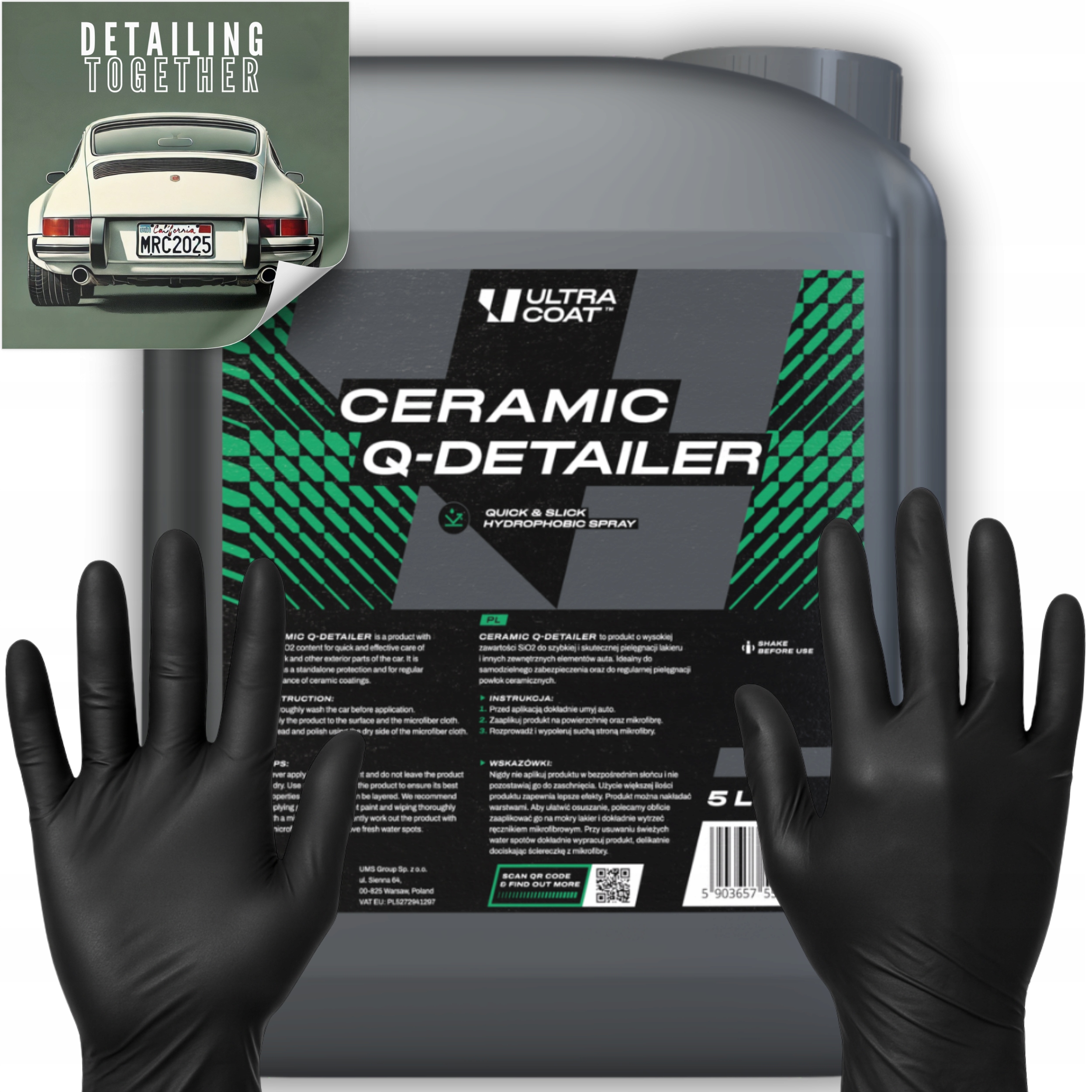 Ultracoat Ceramic Q-Detailer na nátery s kremeňom, lesklá farba SiO2 5L