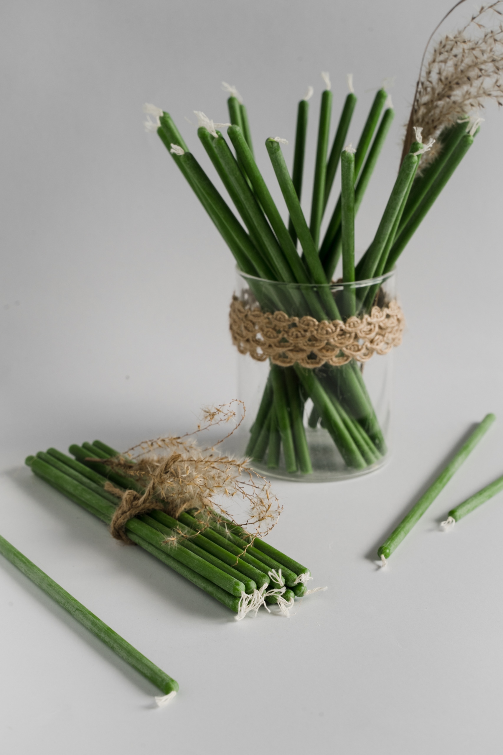 

Zielone świece woskowe rytualne ozdobne 20szt