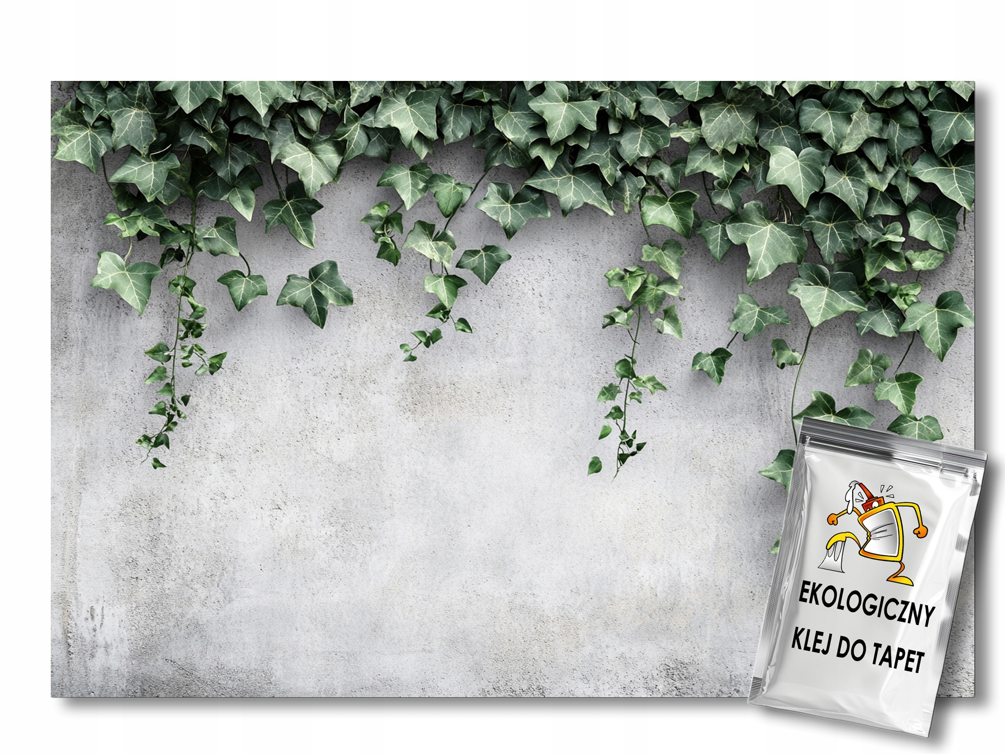 Fototapeta Flizelina Stěna Šedý Beton Popínavý Břečťan Listy 250x175 110g