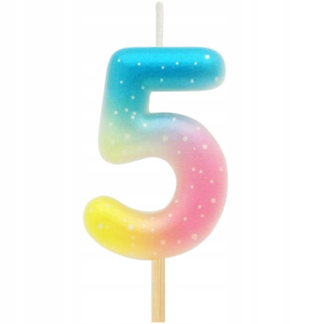 

Świeczka tęczowa Cyfra 5 Piker dekoracja Pastel