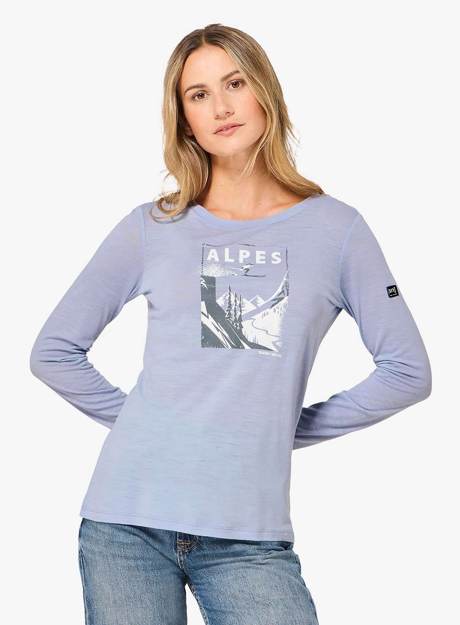 Bluza damska Super.natural Alpes Ls blue/stormy weather/f. white L