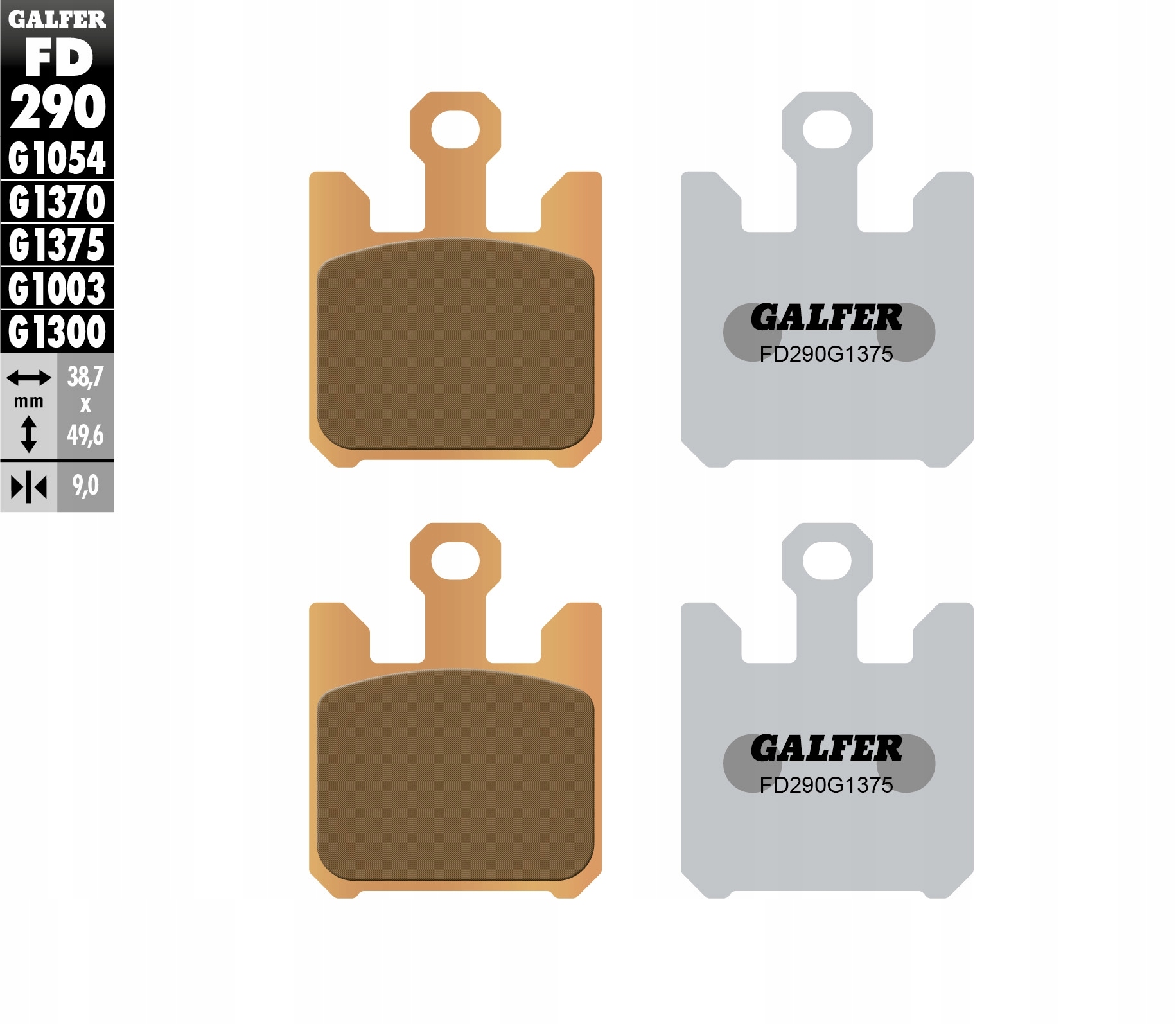 Galfer Brzdové Doštičky KH369/4 Spekaný Metalický (zlatý) Šport ()