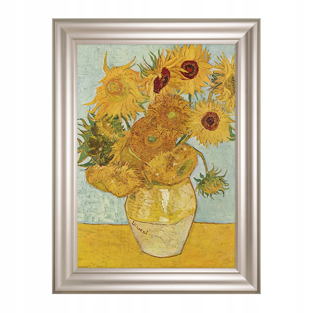 Dvanáct slunečnic, obraz Gogh, šampaňský rám
