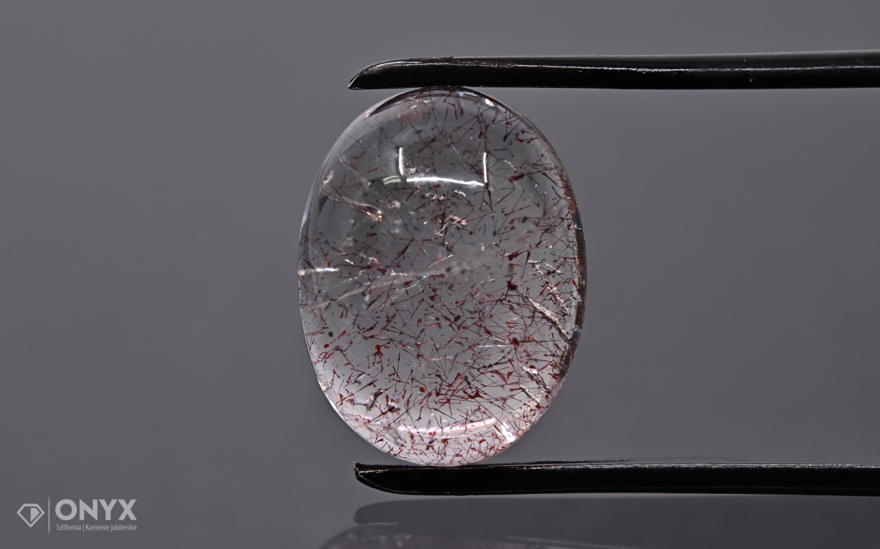 Jahodový křemen kabošon ovál 17x13 mm