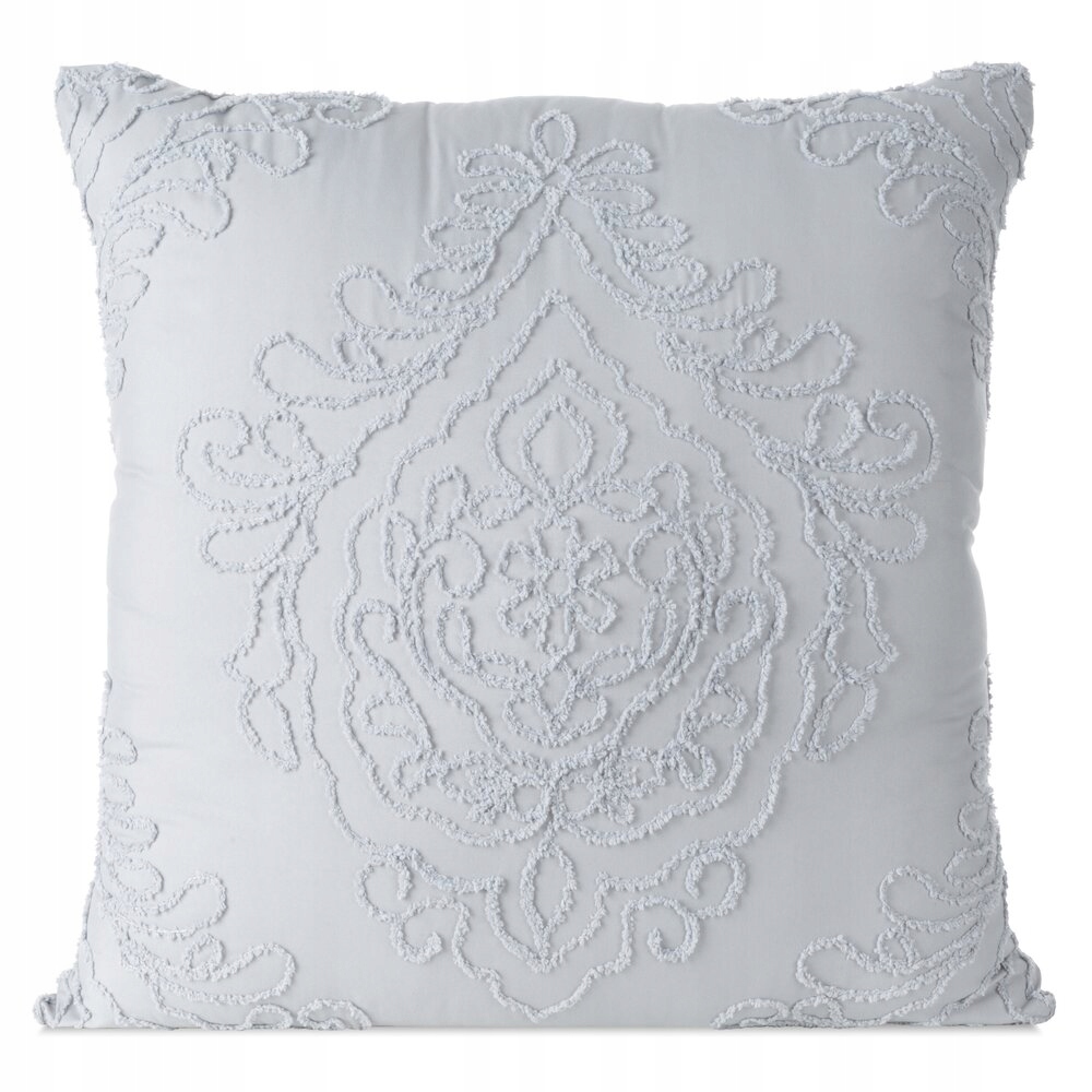

Szara poszewka z ornamentową aplikacją 60X60