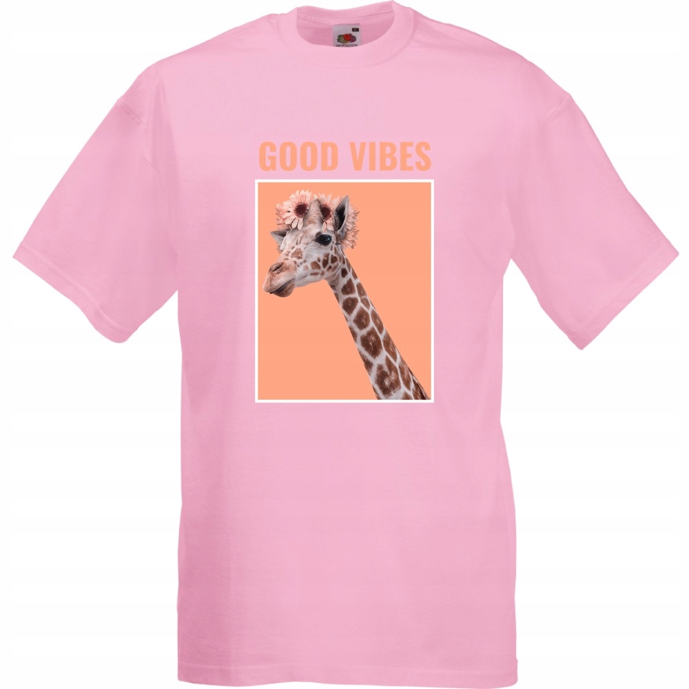 

Koszulka good vibes żyrafa kwiaty XL różowa