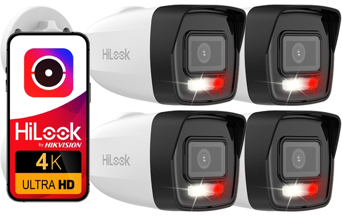 Sada Vonkajších Ip Kamier 8MPx 4K Hilook By Hikvision IPC-B180HA-LU x4