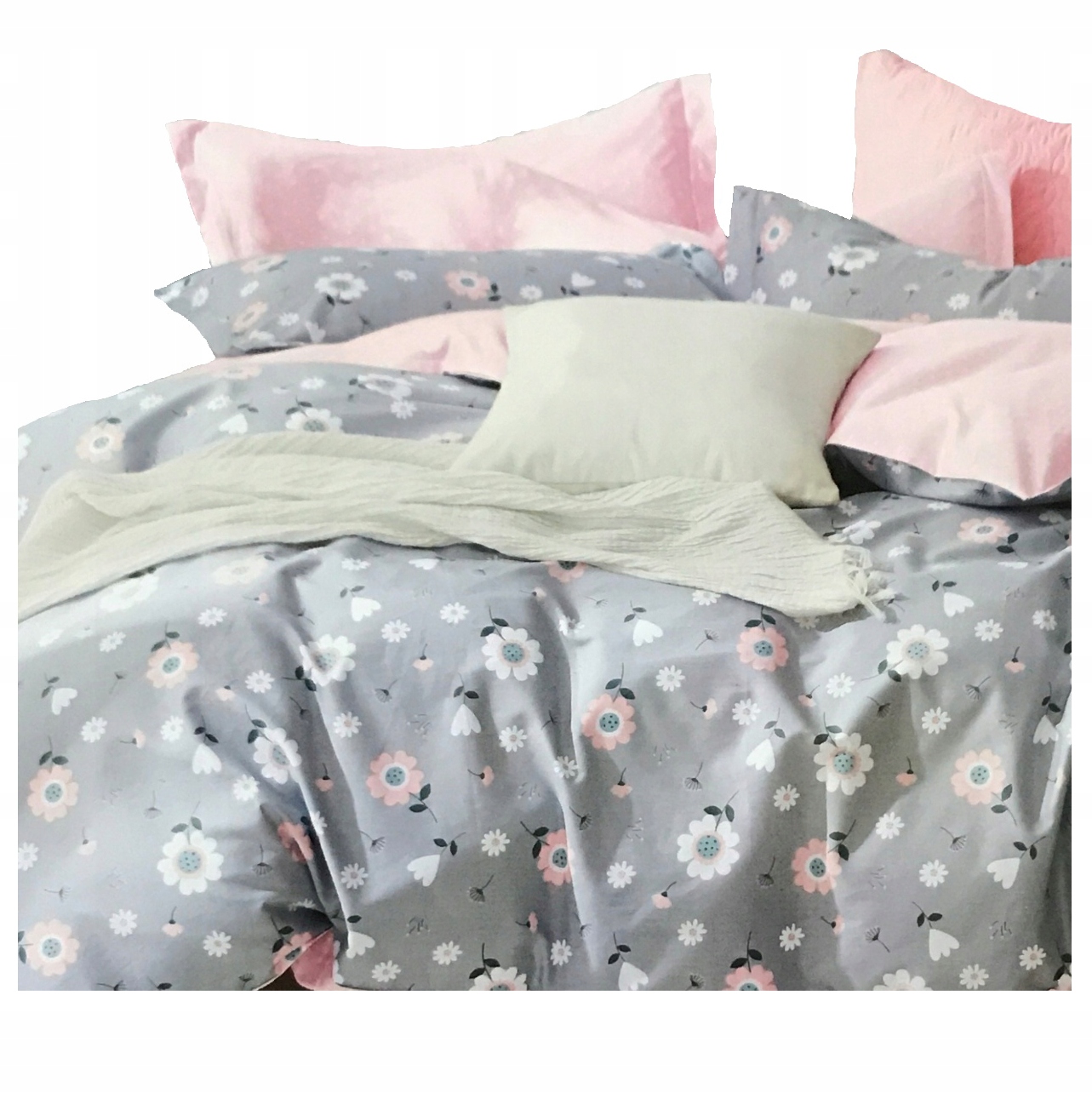 Pościel 160X200 Bawełna Satynowa 2POSZEWKI 70X80 Komplet Pościeli Kwiatki