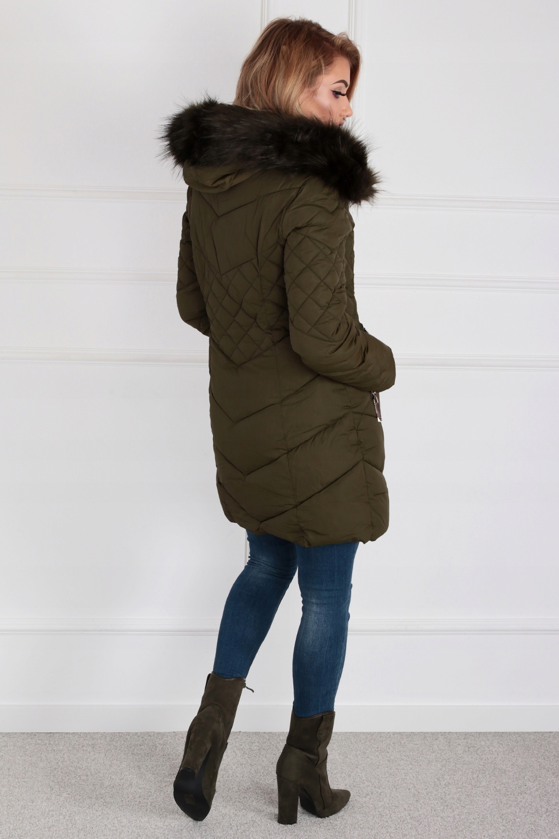 KURTKA DŁUGA PŁASZCZ KAPTUR ZIMA KOLORY 40 L 2099 Kolekcja Zima