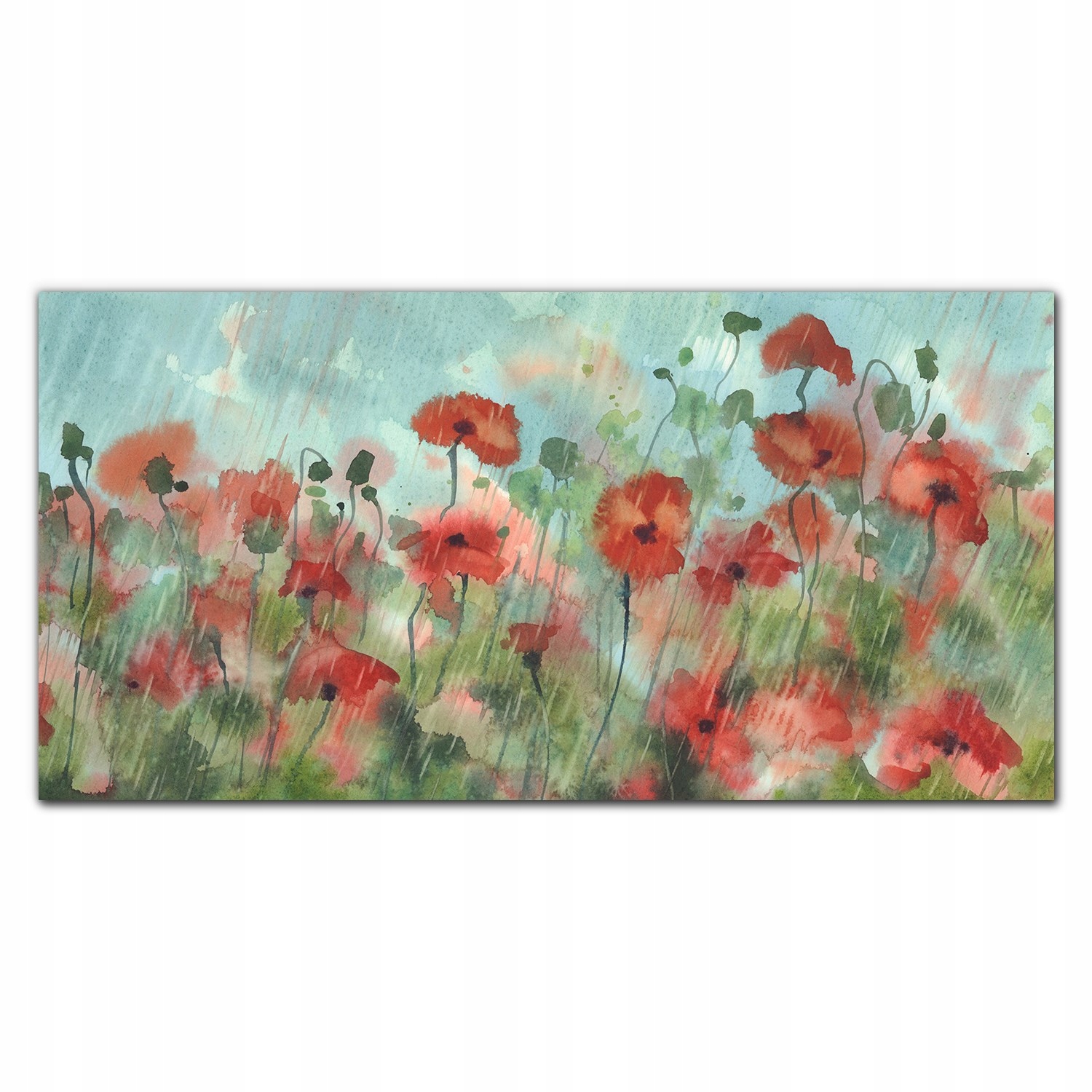 Nástěnný obraz na plátně Máky v dešti 140 x 70 cm