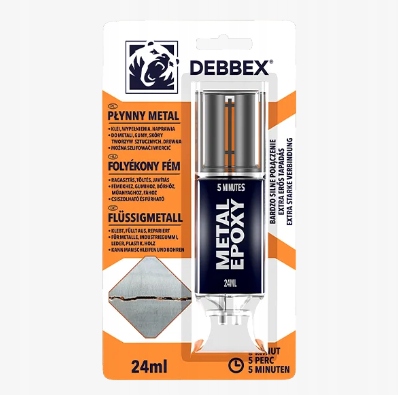 Debbex Płynny Metal Dwuskładnikowy klej epoksydowy 24 ml Jasnoszary