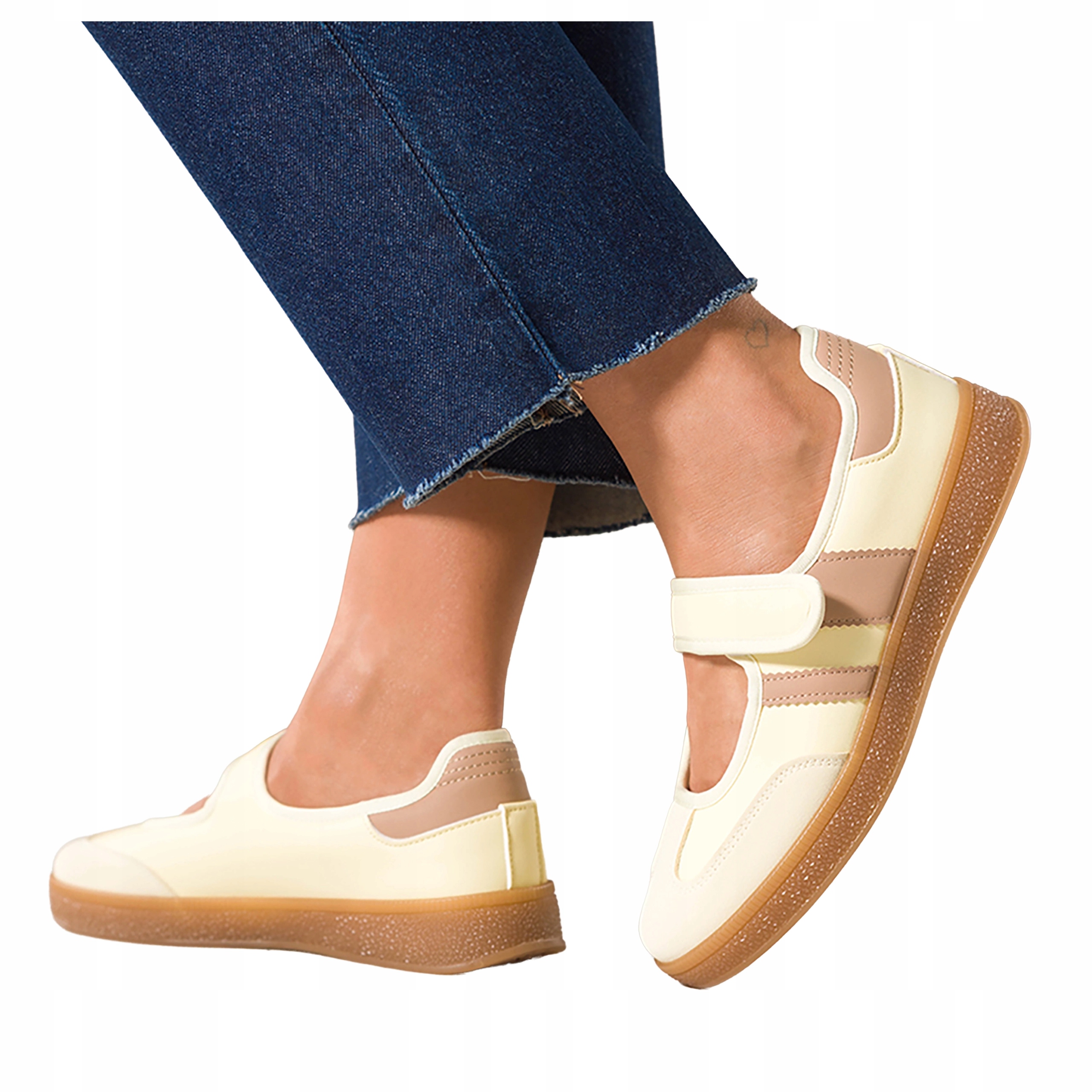 Baleriny Masełkowe Damskie Sportowe Na Rzep Elastyczne Modne r 37