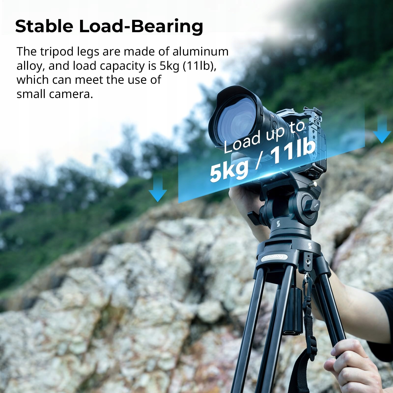 SMALLRIG Lekki Statyw Kamerowy 62" z Głowicą 360° i Płytką QR dla DSLR — miniatura 3