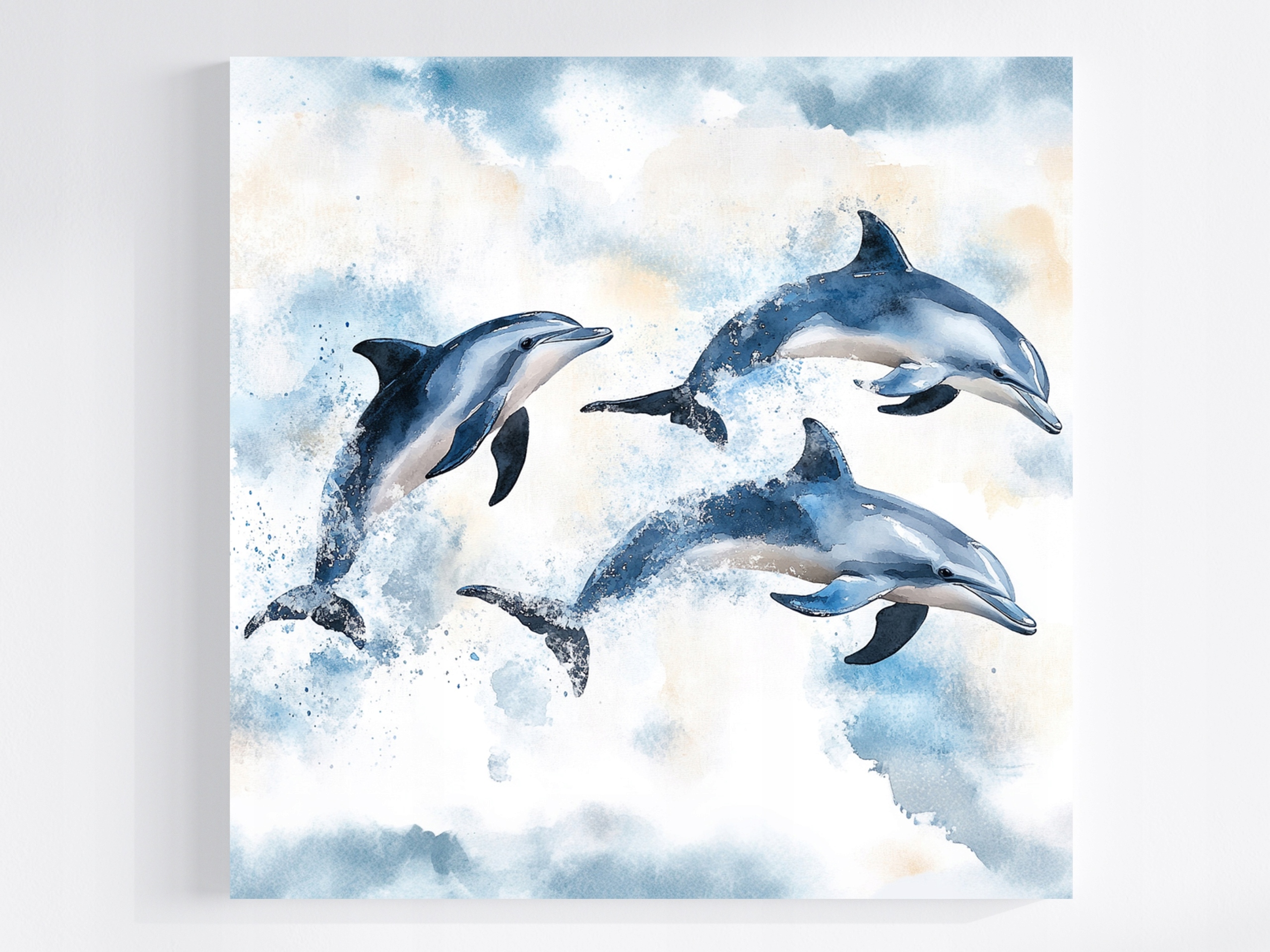 Obraz Na Plátně Canvas Moře Oceán Voda Vlny Delfíni Skoky Zábava 80x80