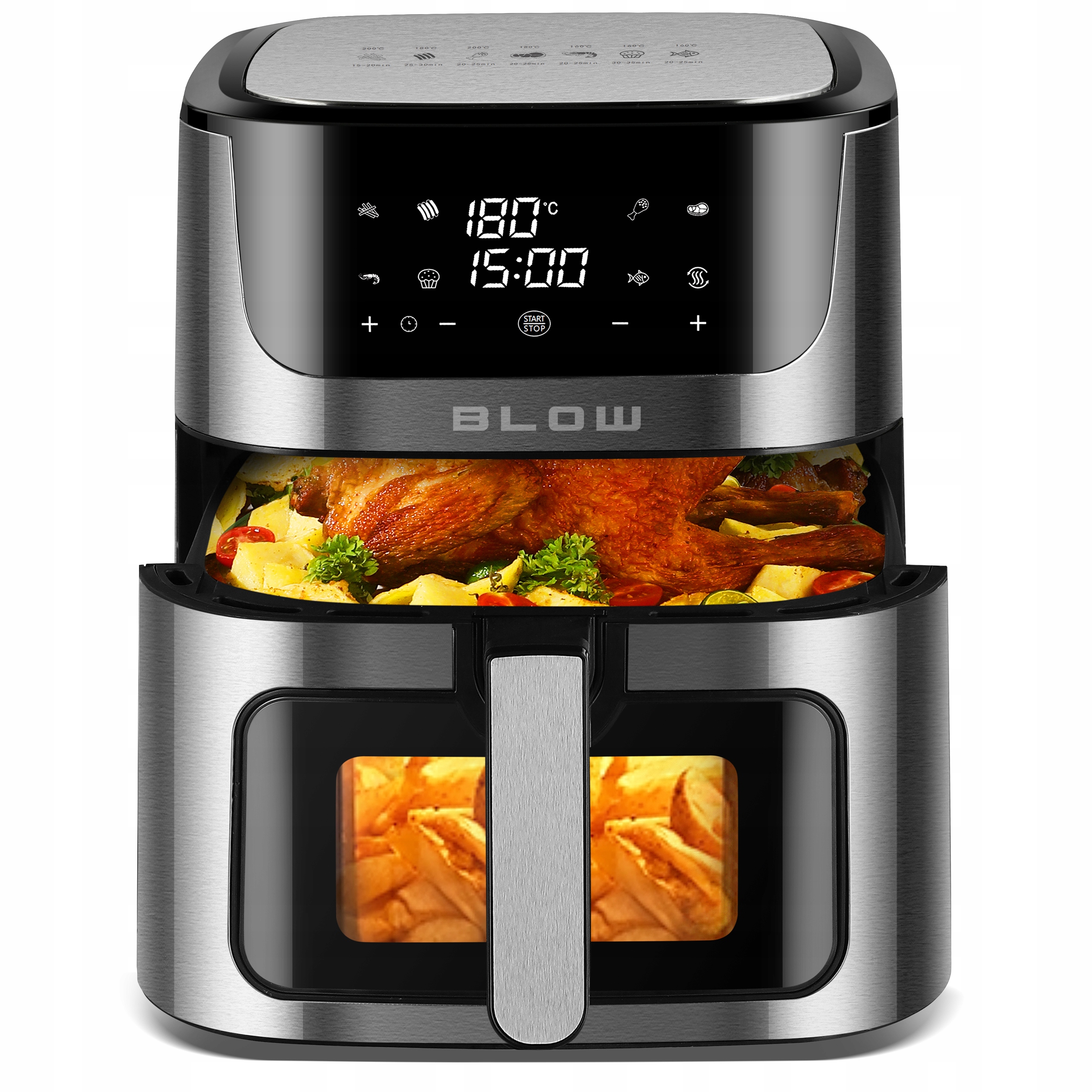 Air Fryer Fritéza Bez Tuku Fritéza Veľká Misa 8 L 2500 W Okienko