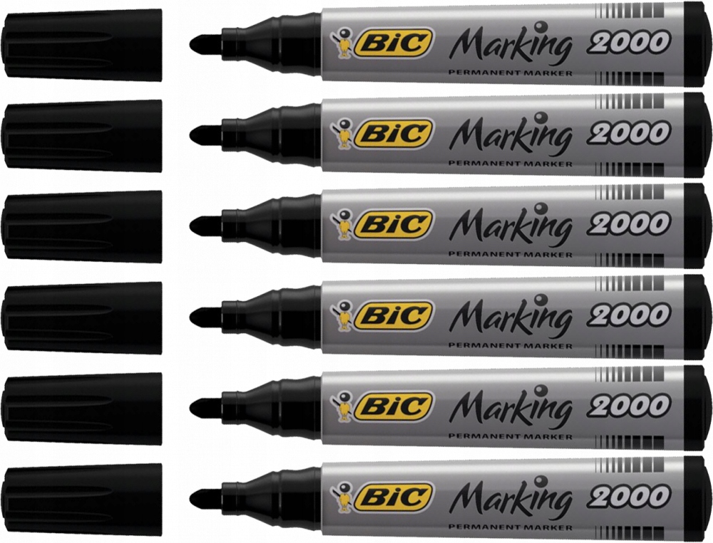 Marker permanentny Bic 2000 okrągła czarny 6 sztuk