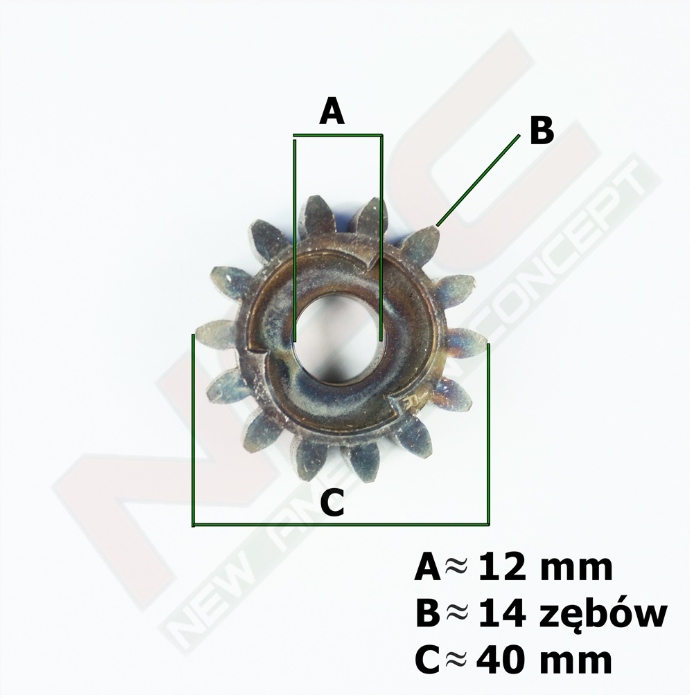 Zębatka napędu Prawa do Kosiarek NAC 14 zębów