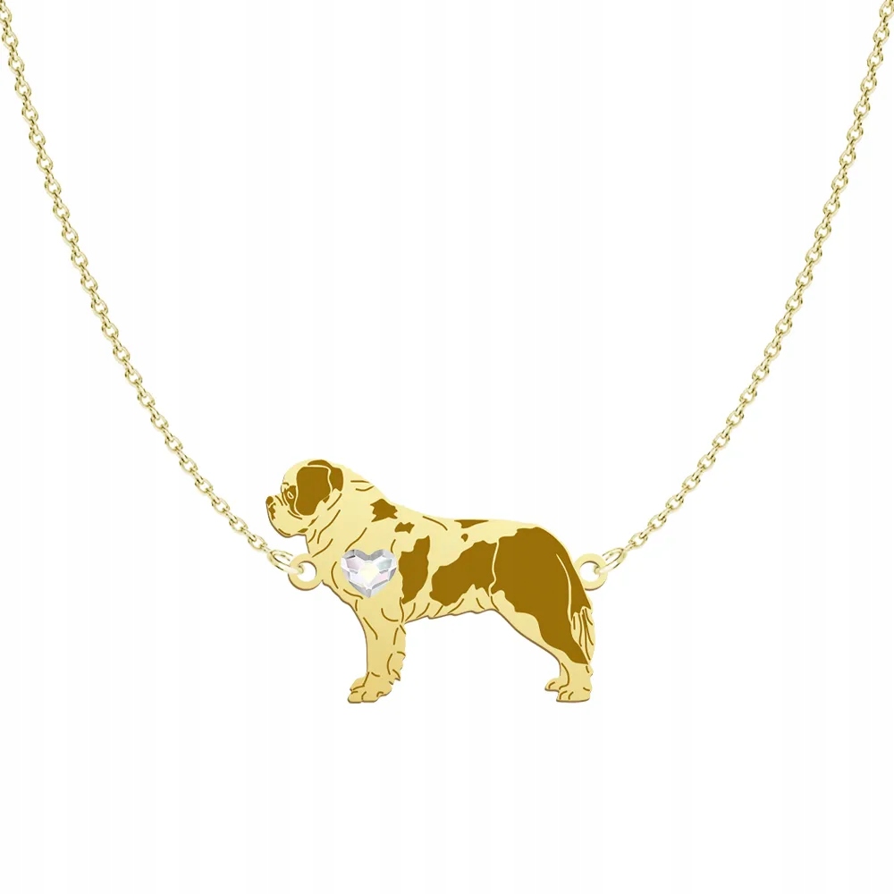 Zlatý náhrdelník se psem Bernardyn 925 Šperky Dárek Gravírování Bonus
