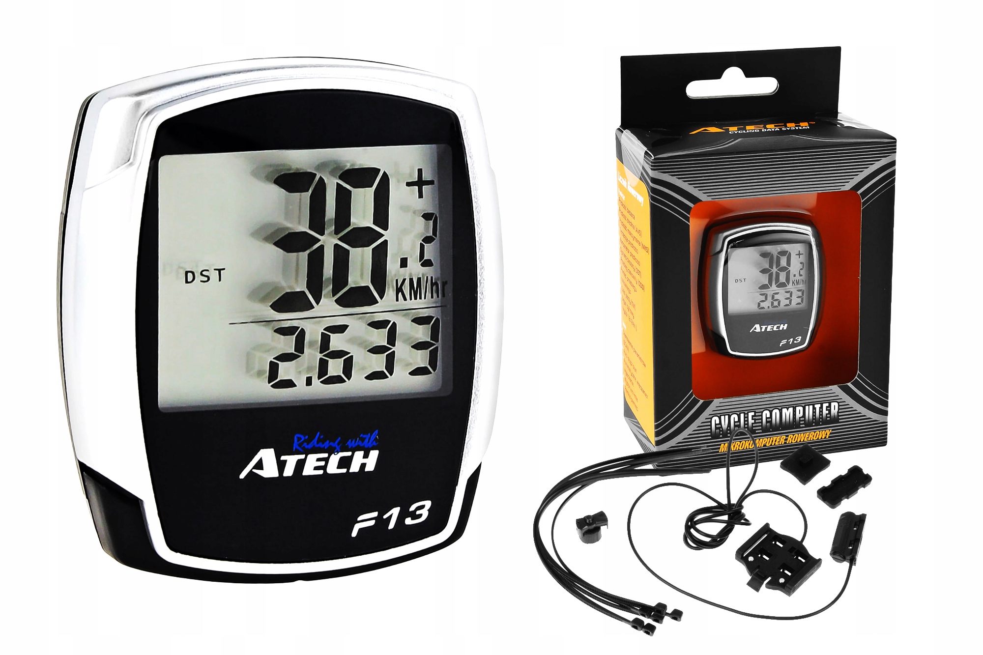 LICZNIK ROWEROWY ATECH 13 FUNKCJI PRZEWODOWY