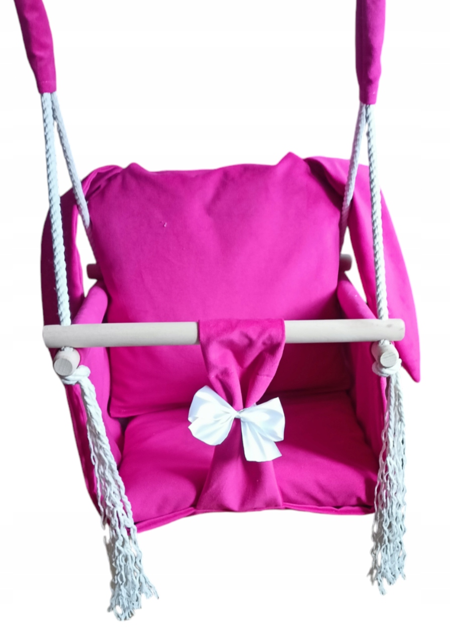 HUŚTAWKA dla DZIECI serce fuksja róż dom ogród pokój PREZENT VELVET WELUR Marka Szczerbuś
