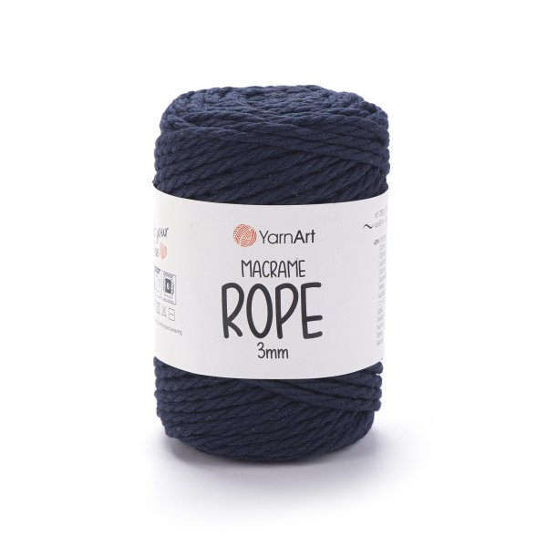 YarnArt Macrame Rope 3mm 784 modrý provázek makramé sada 4 x 250 g 63 m