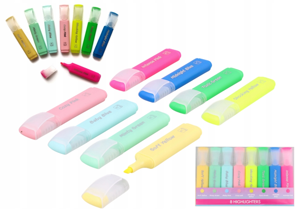 

Zestaw Zakreślacze Szkolne Biurowe 8 Szt