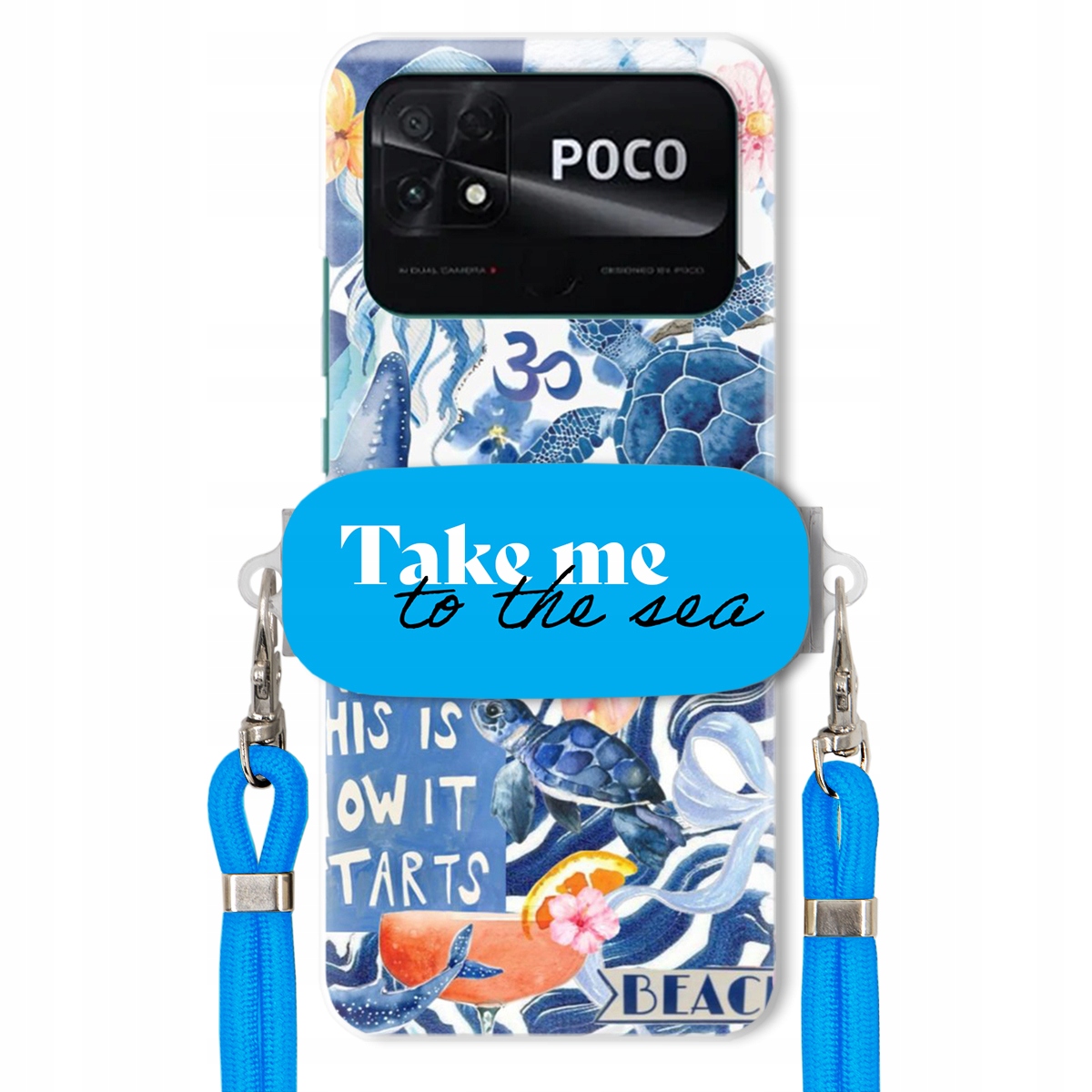 Pouzdro pro Xiaomi Poco C40 Premium Vodítko modré Držák Take Me To The Sea