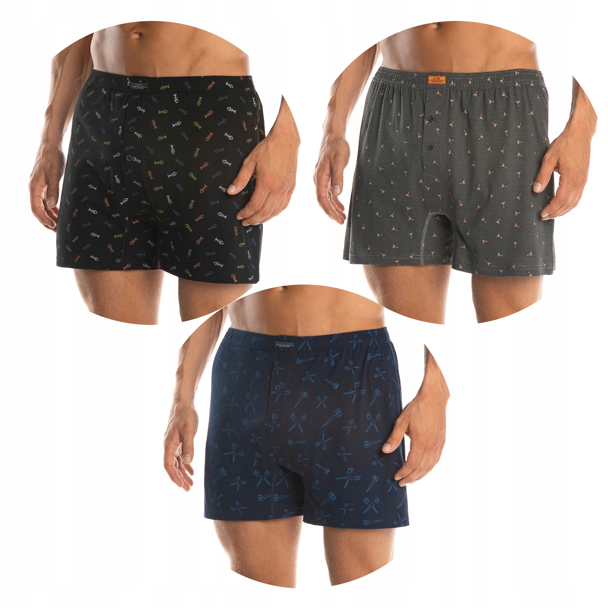 

3-pak bokserki męskie luźne Lama bawełniane r. XL