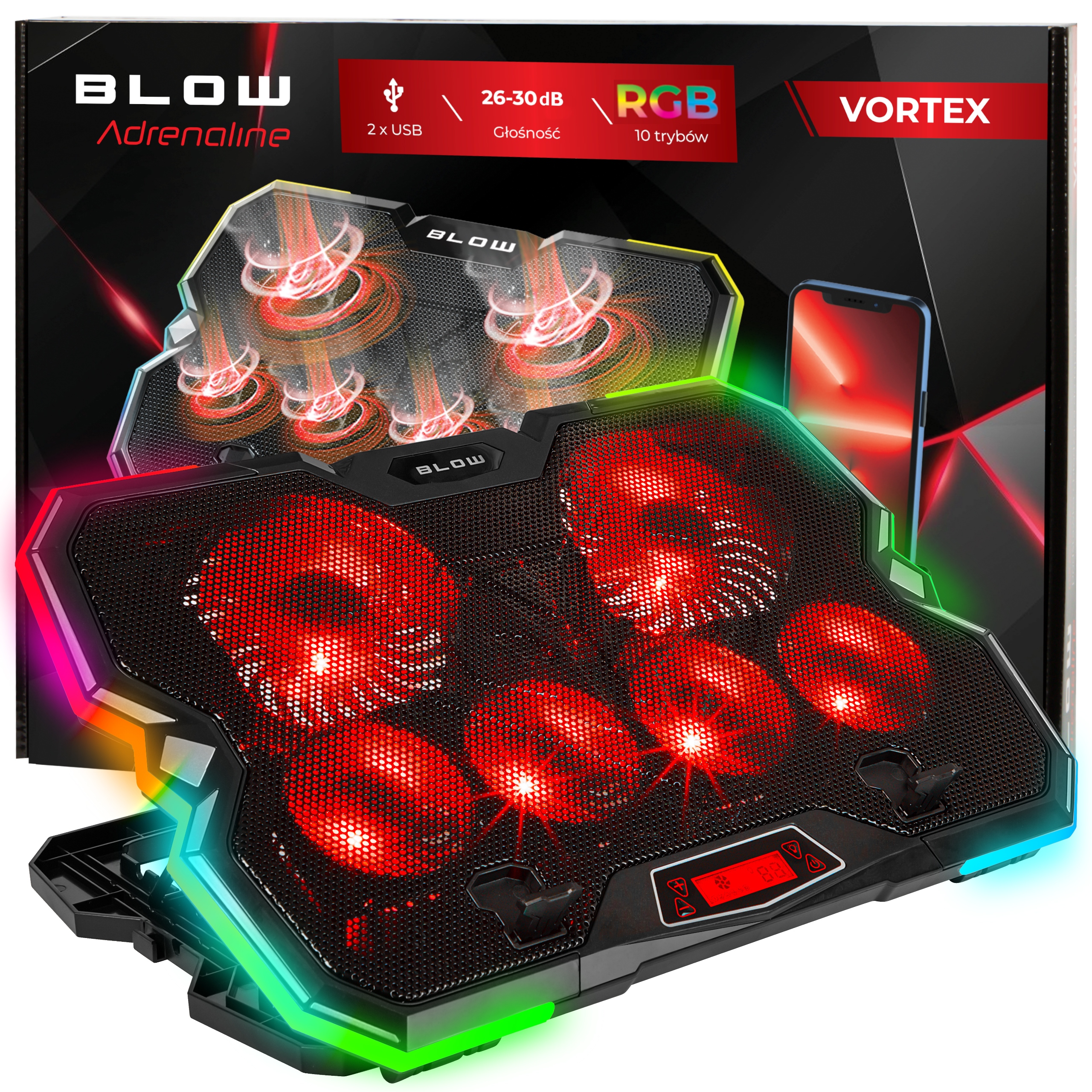Chladicí Podložka Pod Notebook Led Rgb Výkonná Jasna Gaming 9-17"