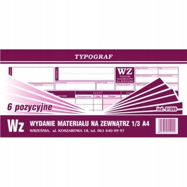 

Druk wydanie materiału na zewnątrz 1/3 A4 Typograf
