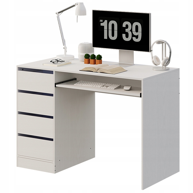 Počítačový Stôl, Biely, Mládežnícky, Moderný, S Poličkou A Zásuvkami