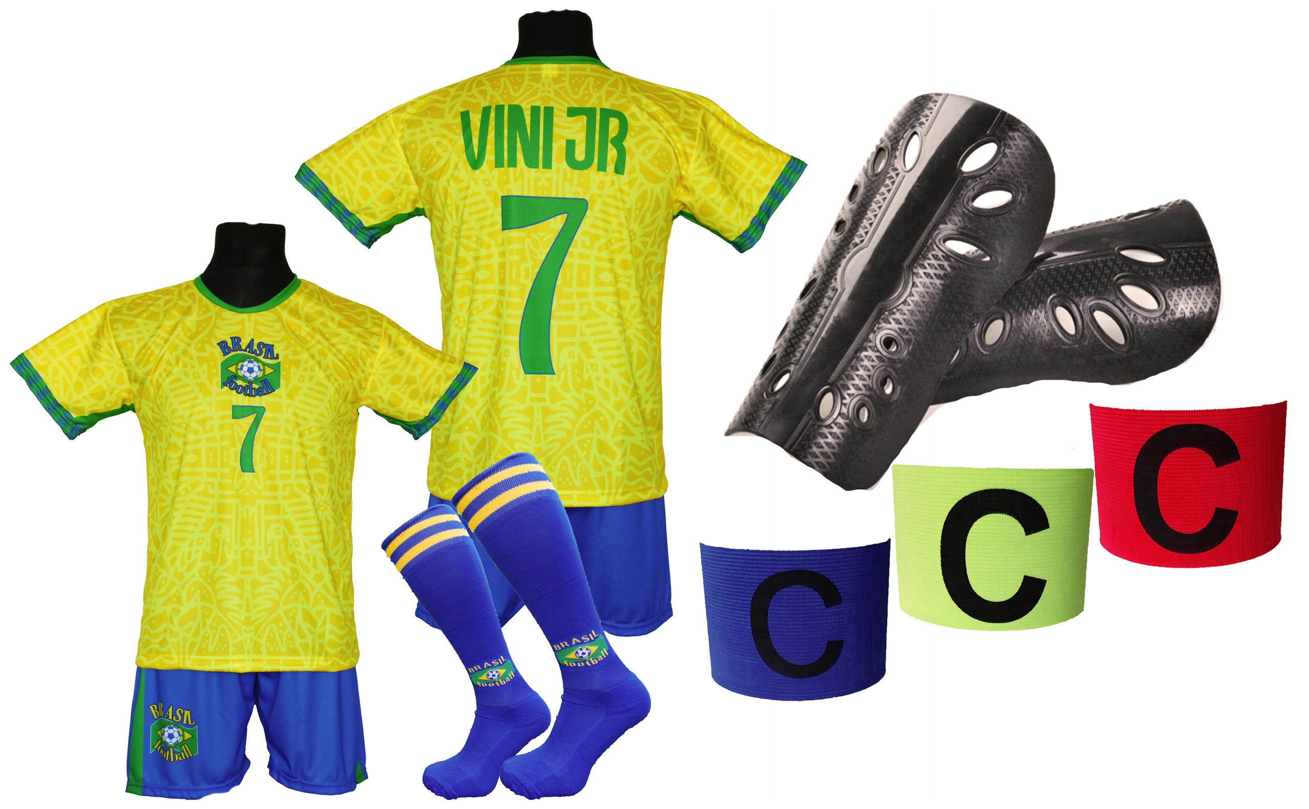 Dětský fotbalový teplákovka Vini Jr štulpny doplňky Brazílie Oo 158