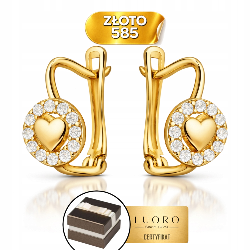 Náušnice Zlaté 585 14K Kroužky S Zirkony Anglické Zapínání 1,1 CM