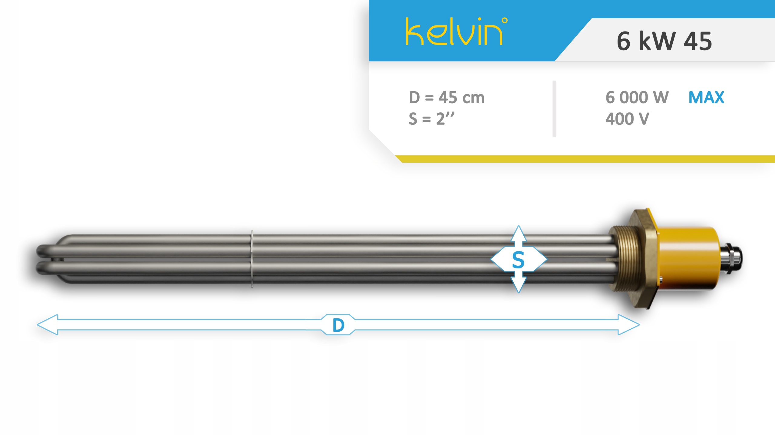 Zespół grzejny grzałka do bufora Kelvin 6 kW 45