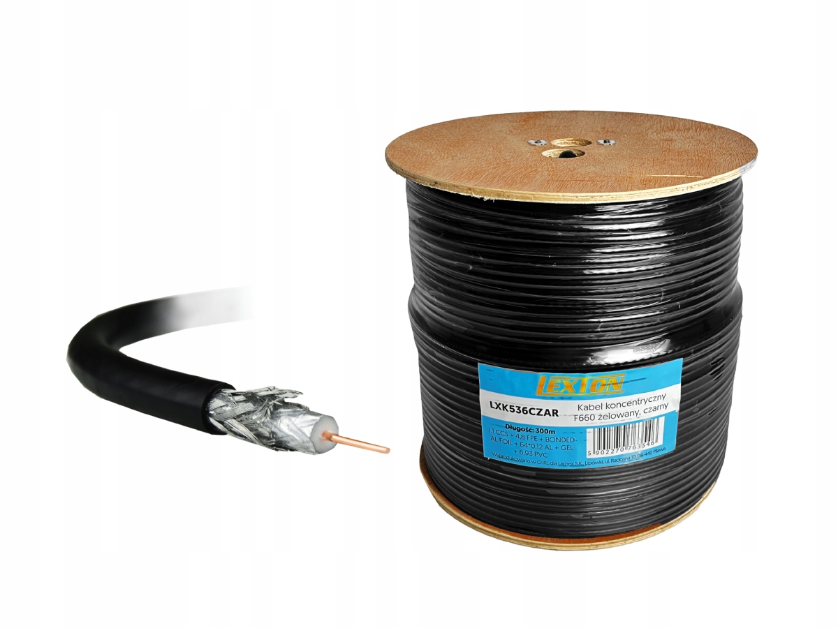 Gelovaný Koaxiální Kabel F660 – Černý, Role 300 M