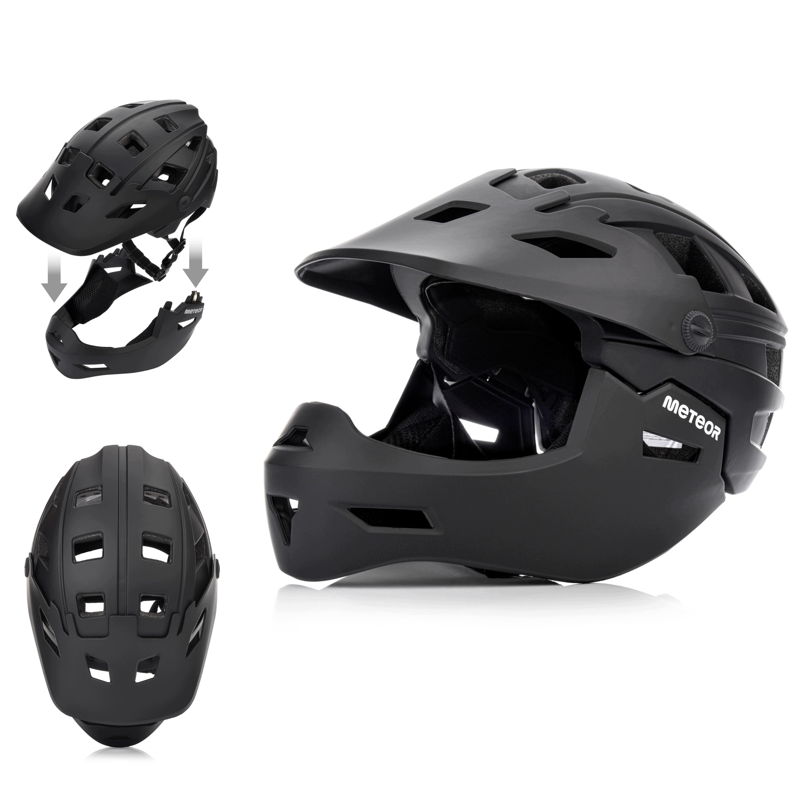 Cyklistická přilba Meteor Hydra černá s nastavitelnou velikostí 51-55 cm