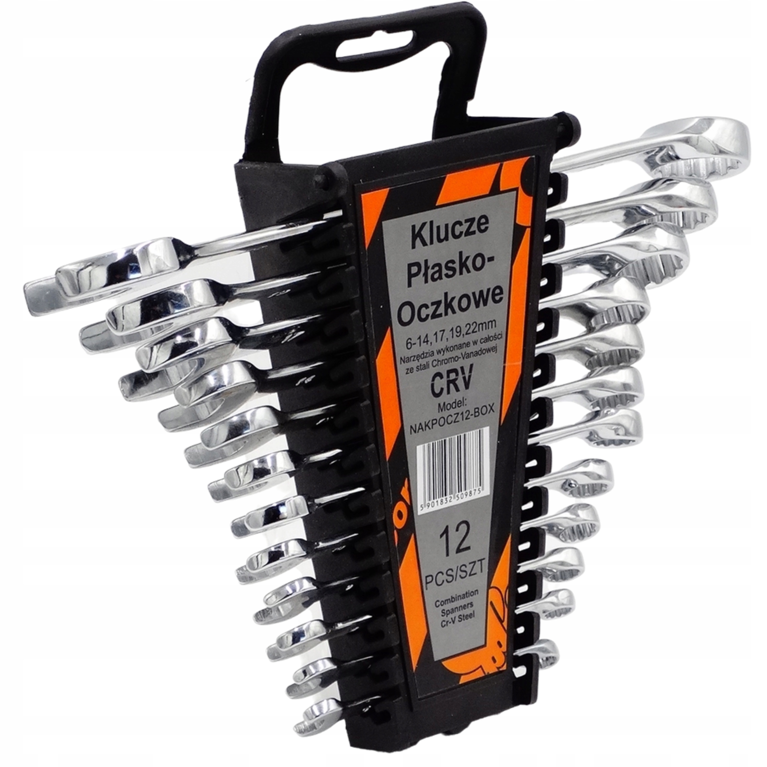Klucze płasko oczkowe Duży Zestaw w opakowaniu box klucz 6-22 12 sztuk